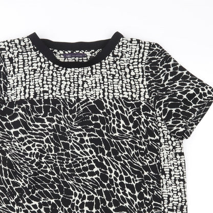 M&S Womens Black Animal Print  Basic Blouse Size 10