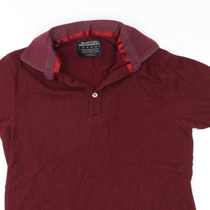 Burton Menswear Mens Red Spotted   Polo Size XS