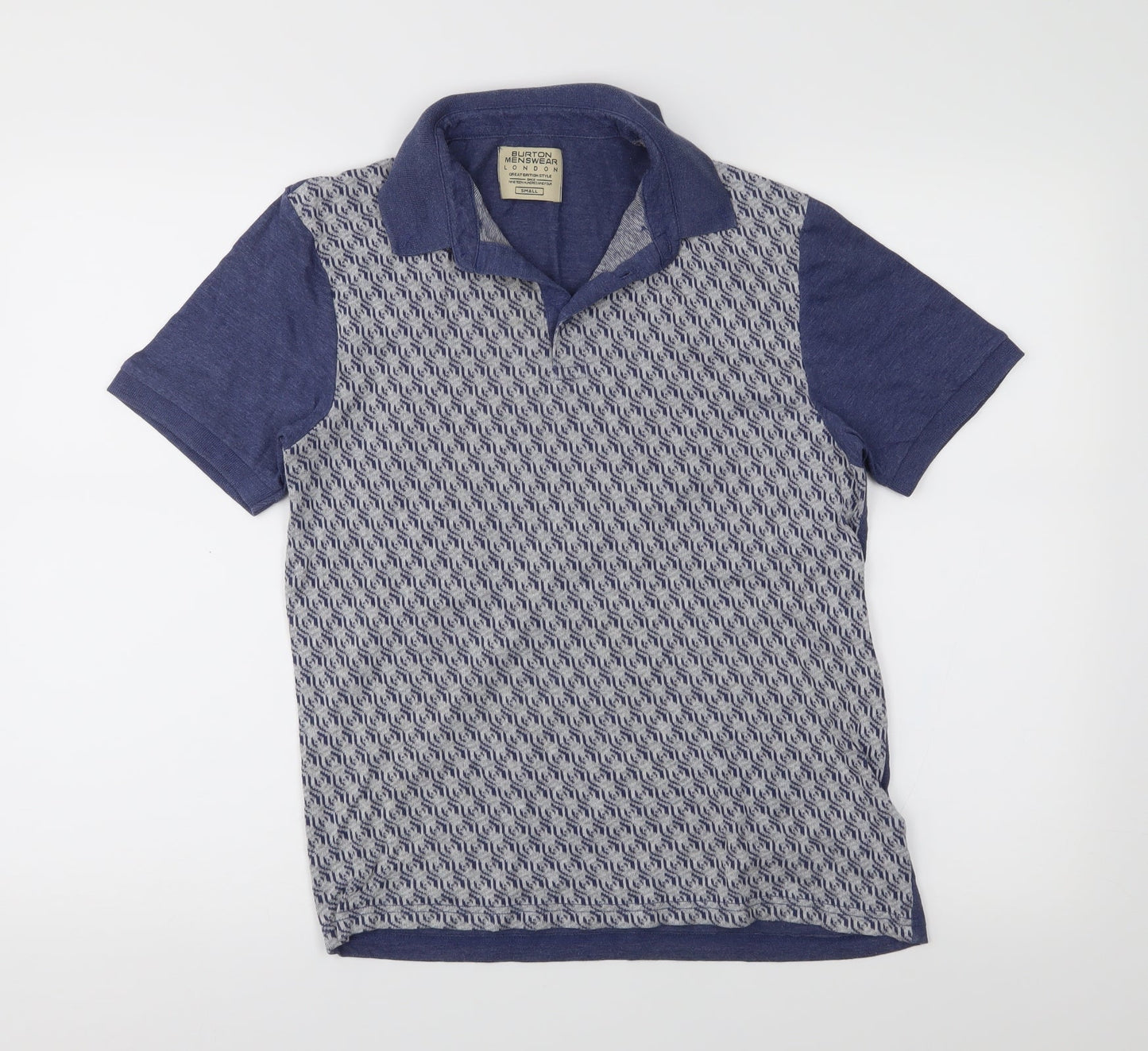 Burton Menswear Mens Black Geometric   Polo Size S