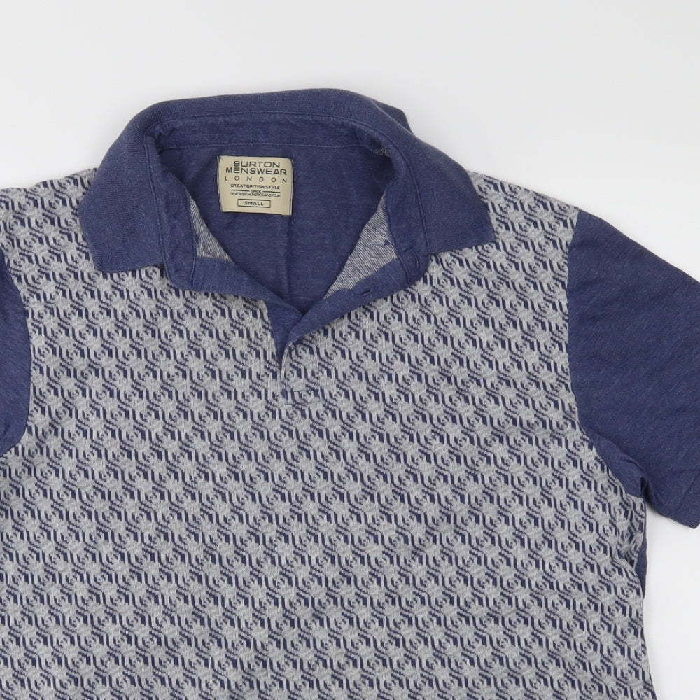 Burton Menswear Mens Black Geometric   Polo Size S