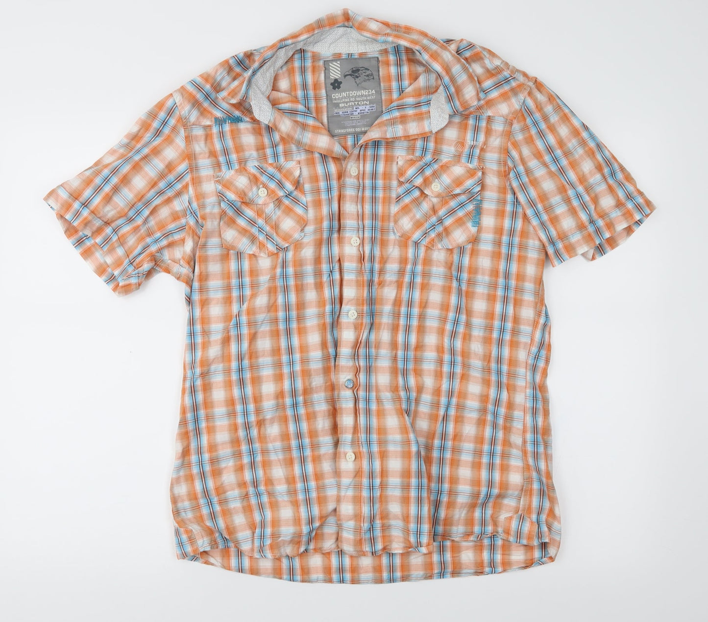 Mens UK Size M Burton Orange  Button-Up Short Sleeve Casual Shirt
