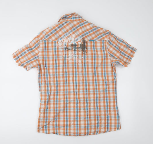 Mens UK Size M Burton Orange  Button-Up Short Sleeve Casual Shirt