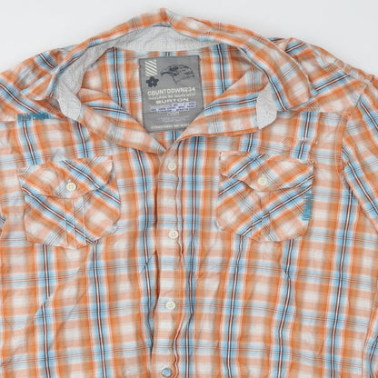 Mens UK Size M Burton Orange  Button-Up Short Sleeve Casual Shirt
