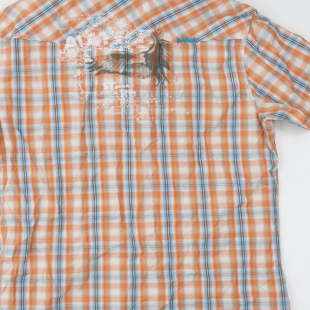 Mens UK Size M Burton Orange  Button-Up Short Sleeve Casual Shirt