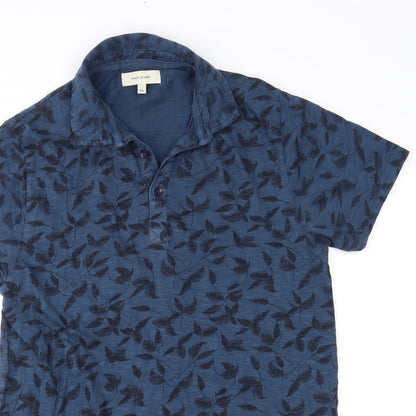River Island Mens Blue    Polo Size XS  - Feather pattern