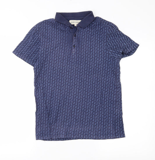 River Island Mens Blue Paisley   Polo Size XS
