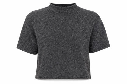 Womens UK Size XS Cooperative Silver Cropped T-Shirt