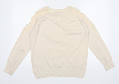 Topshop Womens Ivory   Pullover Jumper Size 12  - hole detail on each shoulder