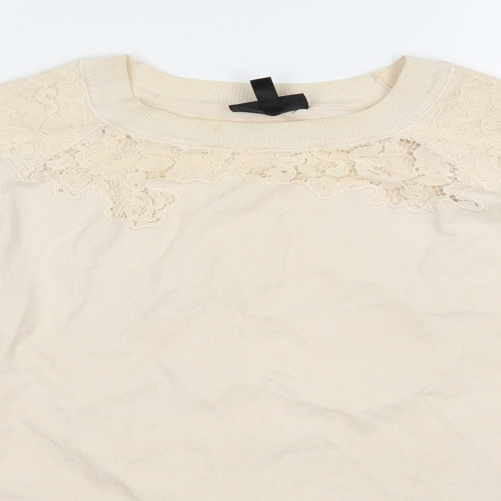 Topshop Womens Ivory   Pullover Jumper Size 12  - hole detail on each shoulder