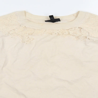 Topshop Womens Ivory   Pullover Jumper Size 12  - hole detail on each shoulder