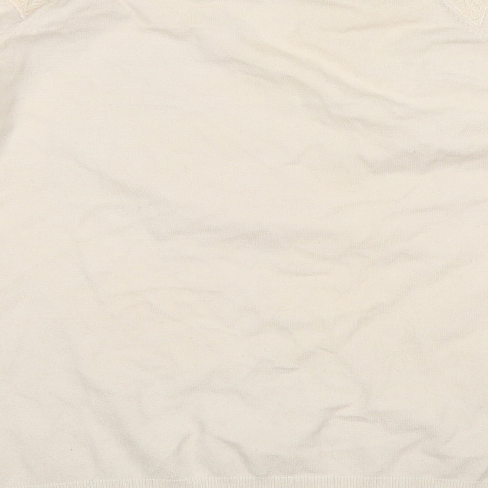 Topshop Womens Ivory   Pullover Jumper Size 12  - hole detail on each shoulder