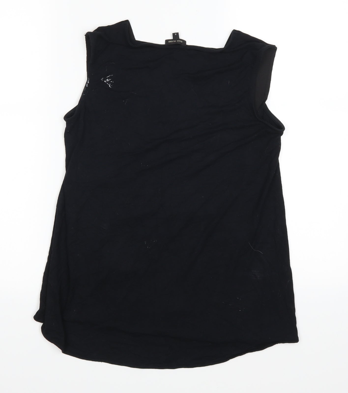 Womens UK Size 8 River Island Black Basic Tank