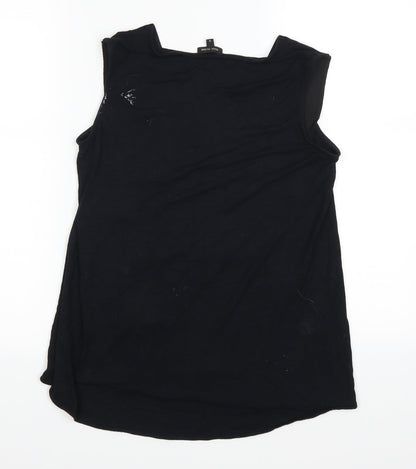 Womens UK Size 8 River Island Black Basic Tank