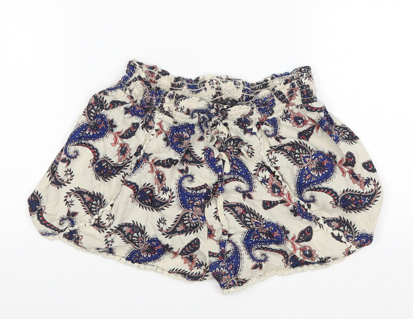 Primark Womens Ivory Paisley  Hot Pants Shorts Size 12