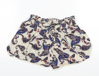Primark Womens Ivory Paisley  Hot Pants Shorts Size 12