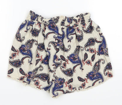 Primark Womens Ivory Paisley  Hot Pants Shorts Size 12