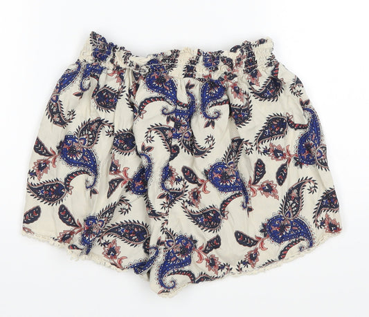 Primark Womens Ivory Paisley  Hot Pants Shorts Size 12