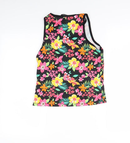 George Girls Black Floral  Basic Tank Size 11-12 Years