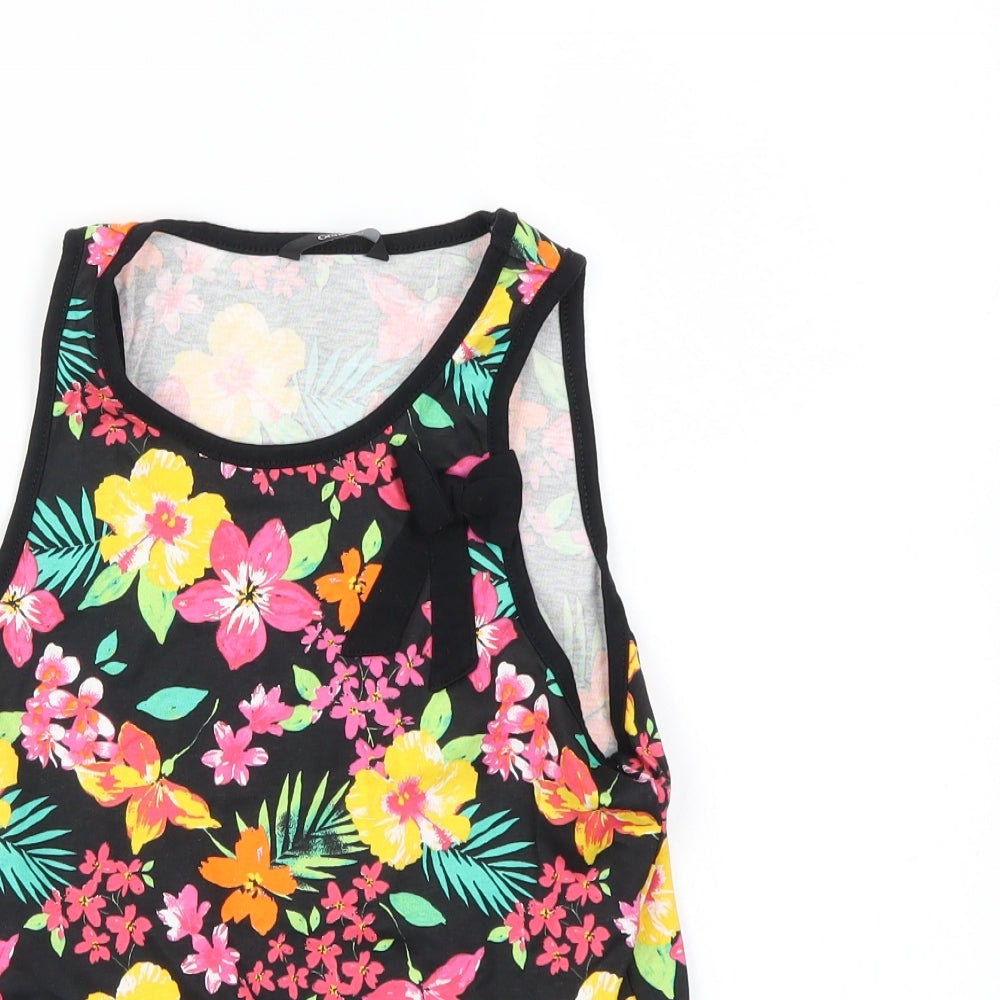 George Girls Black Floral  Basic Tank Size 11-12 Years
