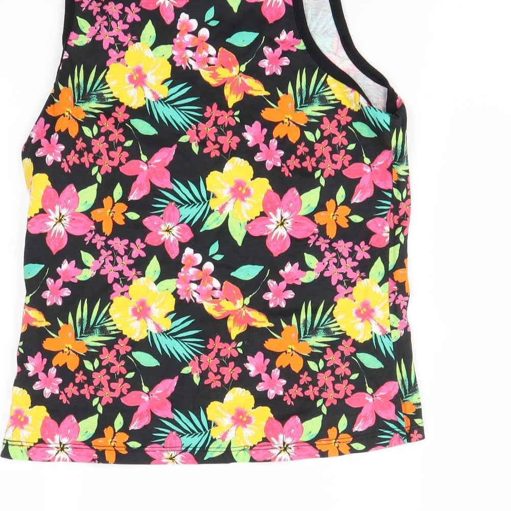 George Girls Black Floral  Basic Tank Size 11-12 Years
