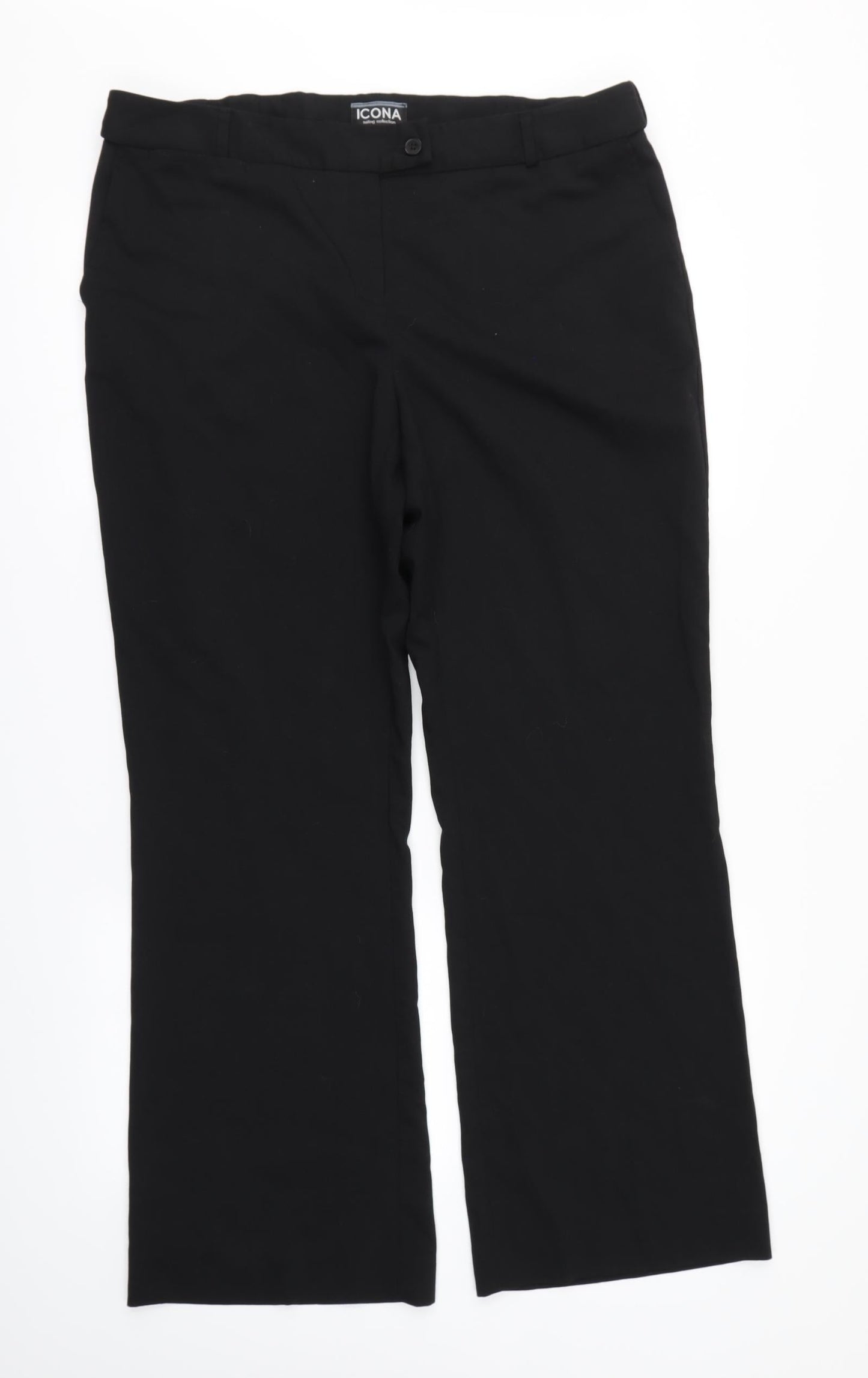 Icona Womens Black   Cropped Trousers Size 16 L28.5 in