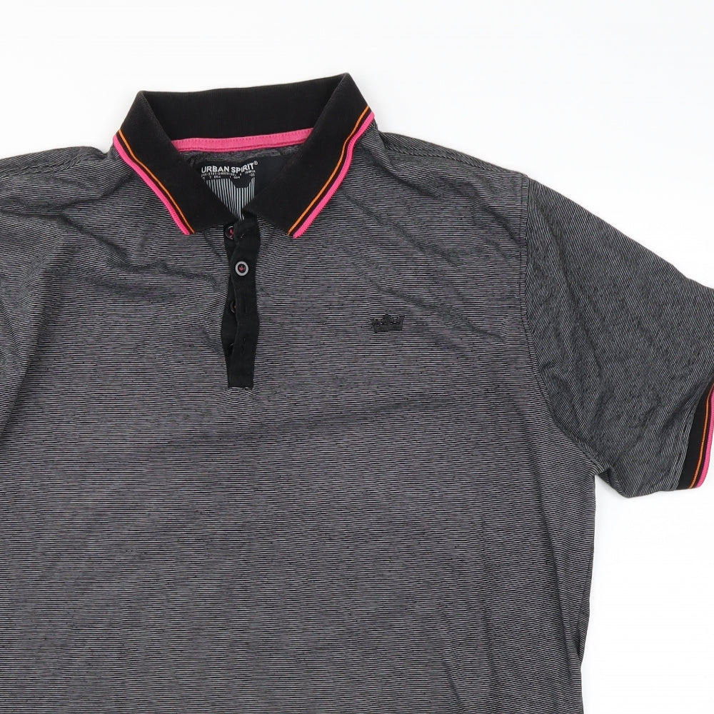Urban Spirit Mens Black    Polo Size L