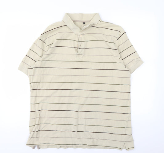 Preworn Mens Beige Striped   Polo Size XL