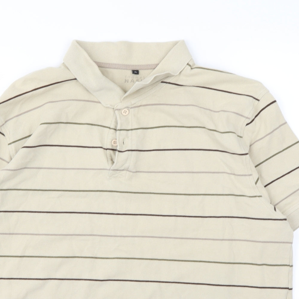 Preworn Mens Beige Striped   Polo Size XL