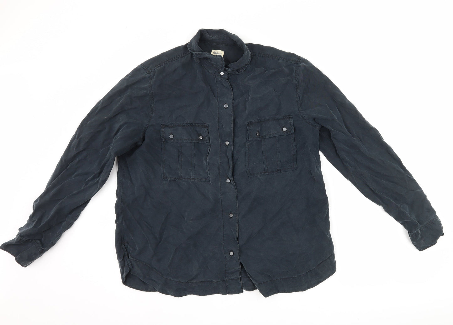 Womens UK Size L Gap Black Basic Button-Up