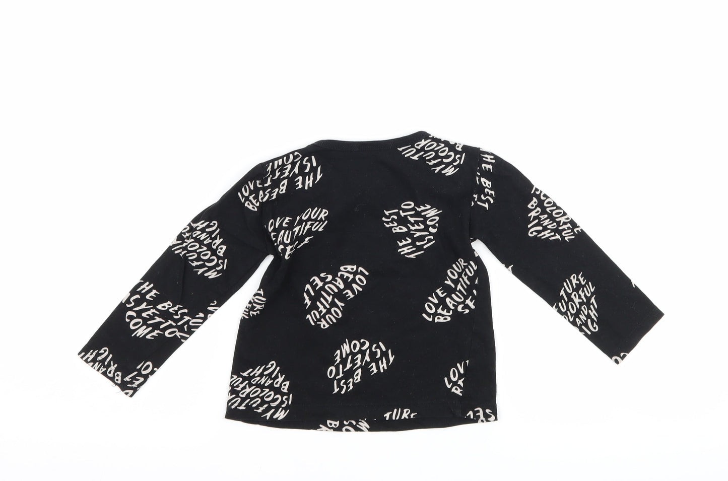 United Colors of Benetton Girls Black   Basic T-Shirt Size 2 Years  - graphic