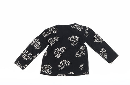 United Colors of Benetton Girls Black   Basic T-Shirt Size 2 Years  - graphic