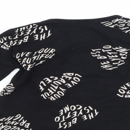 United Colors of Benetton Girls Black   Basic T-Shirt Size 2 Years  - graphic