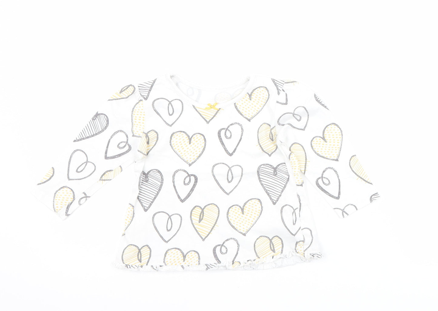 George Girls White   Basic T-Shirt Size 9-12 Months  - Love heart print
