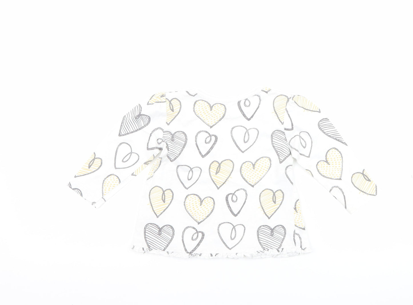 George Girls White   Basic T-Shirt Size 9-12 Months  - Love heart print