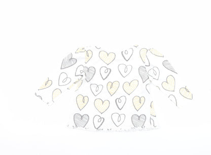 George Girls White   Basic T-Shirt Size 9-12 Months  - Love heart print