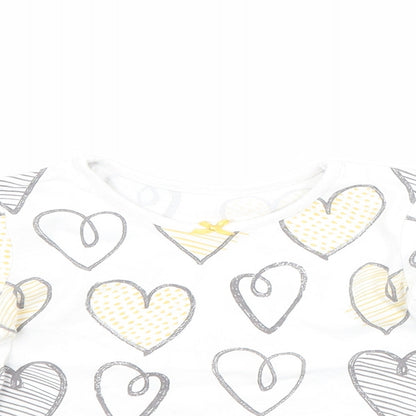 George Girls White   Basic T-Shirt Size 9-12 Months  - Love heart print
