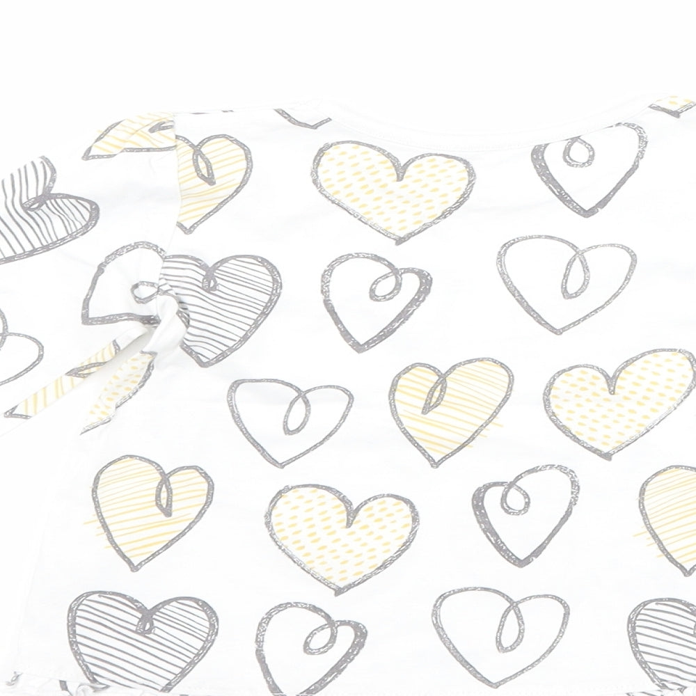 George Girls White   Basic T-Shirt Size 9-12 Months  - Love heart print