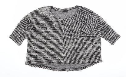 Womens UK Size 10 River Island Black Cropped T-Shirt