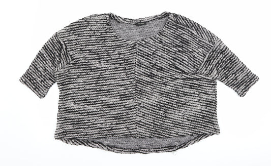 Womens UK Size 10 River Island Black Cropped T-Shirt