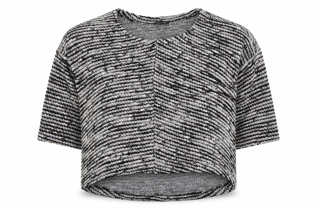 Womens UK Size 10 River Island Black Cropped T-Shirt