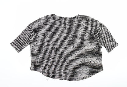 Womens UK Size 10 River Island Black Cropped T-Shirt