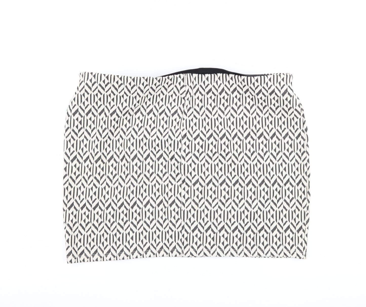 Primark Womens Ivory Geometric  Mini Skirt Size 16
