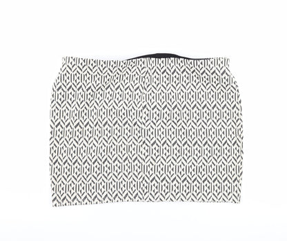 Primark Womens Ivory Geometric  Mini Skirt Size 16