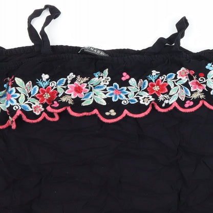 Primark Girls Black Floral  Basic T-Shirt Size 13-14 Years