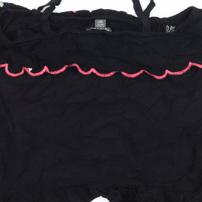 Primark Girls Black Floral  Basic T-Shirt Size 13-14 Years