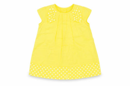 Front view of Next girls’ yellow polka dot a-line, size 3-6, months