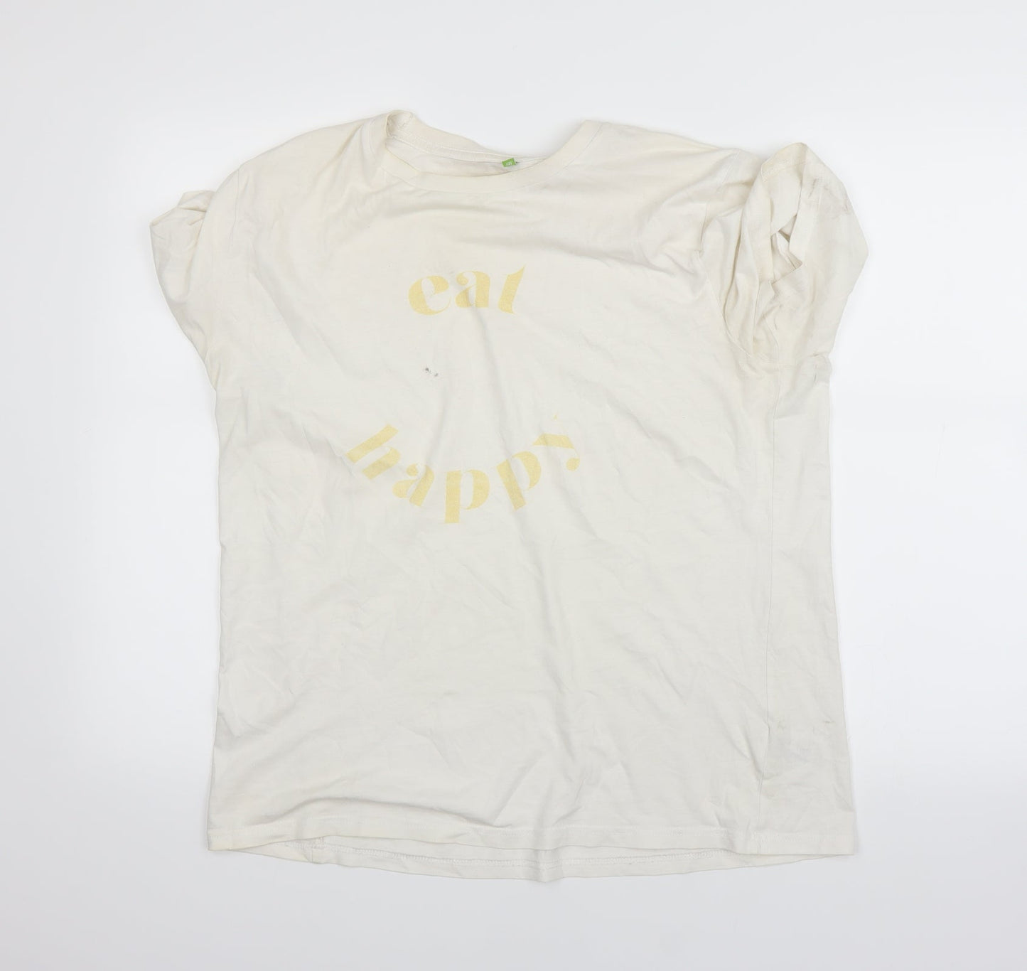 Womens UK Size L Preworn White Basic T-Shirt