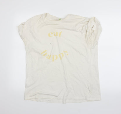 Womens UK Size L Preworn White Basic T-Shirt