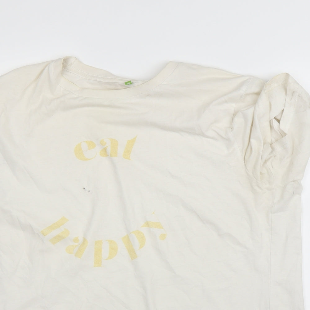 Womens UK Size L Preworn White Basic T-Shirt