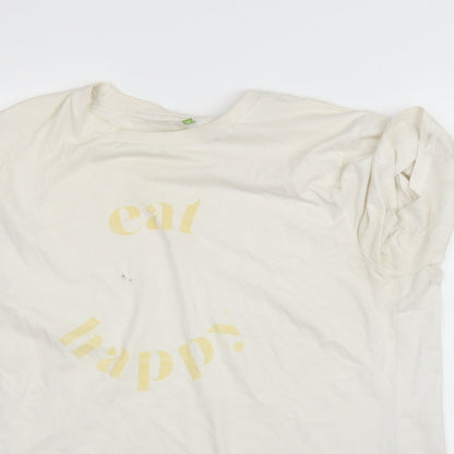Womens UK Size L Preworn White Basic T-Shirt